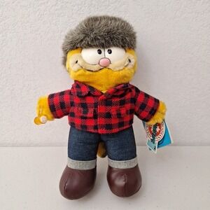 RARE Vintage 1981 DAKIN Garfield The Cat Canadian Lumberjack Racoon Hat NWT